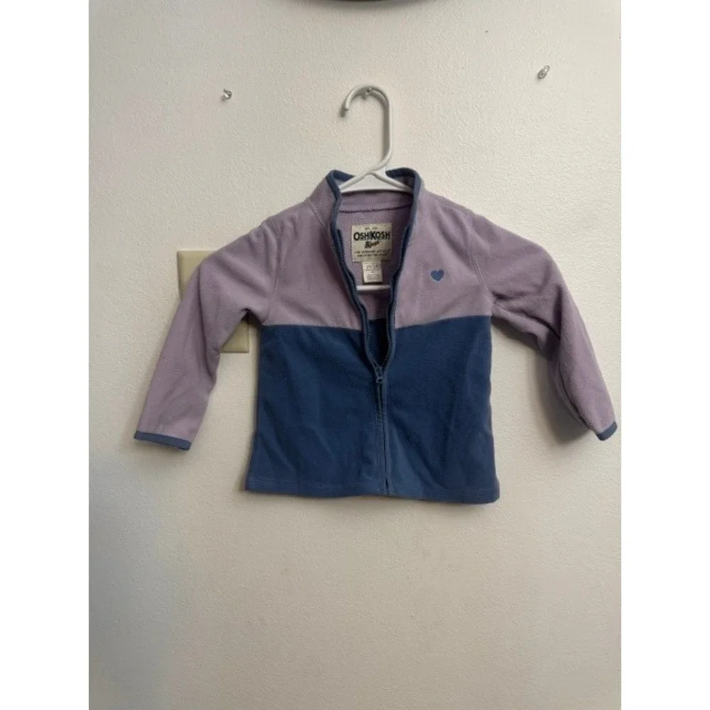 OshKosh Bgosh Toddler Girls 2T Purple Blue Colorblock Full Zip Fleece Jacket